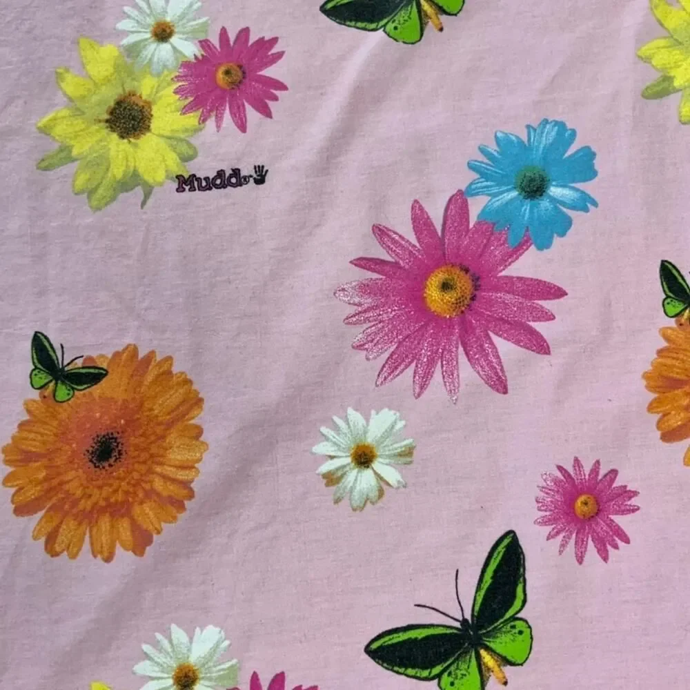 Y2K Pink Mudd Butterfly and Flowers Flat Sheet